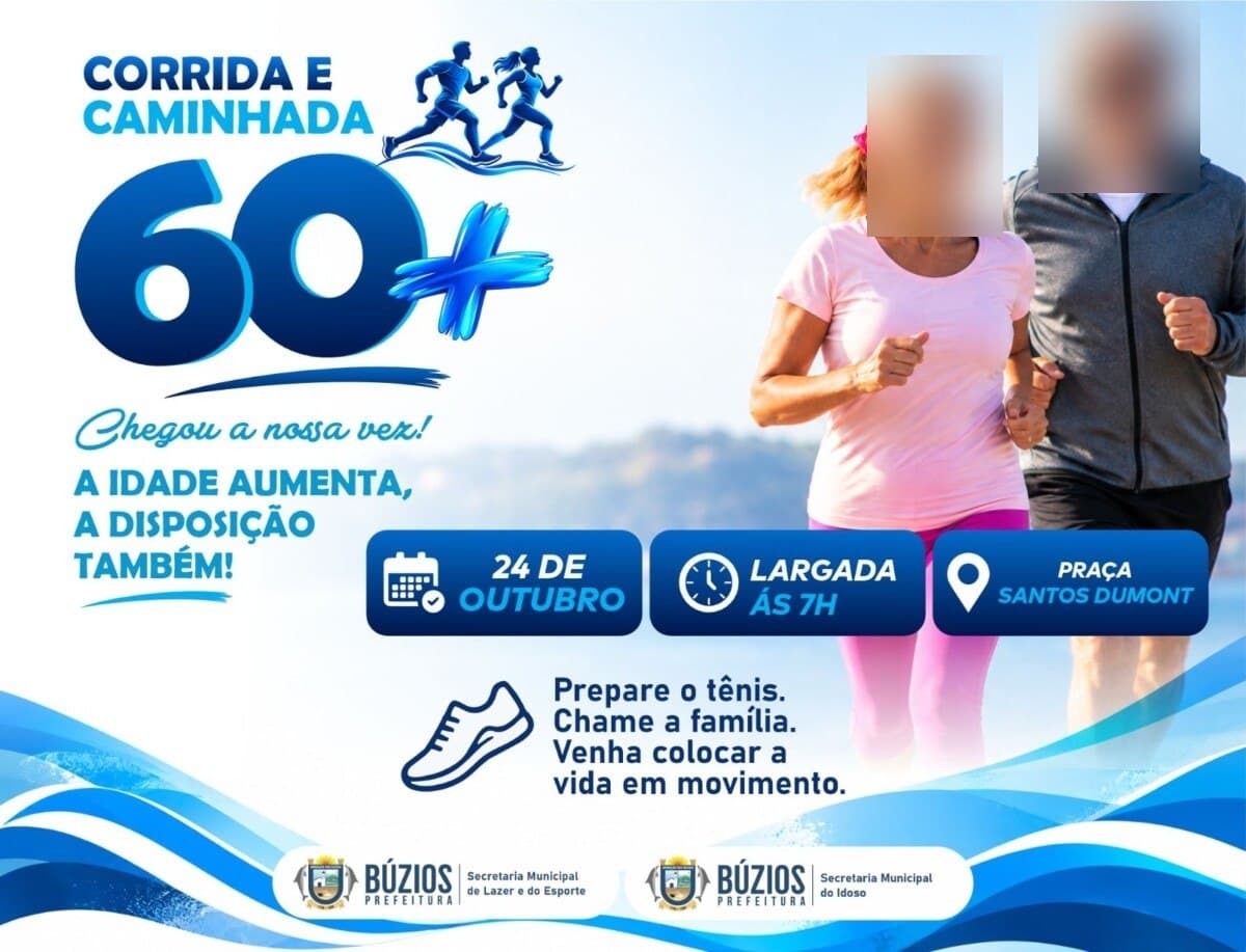 Búzios abre inscrições para a 1ª Corrida e Caminhada 60+, com largada em 24 de outubro