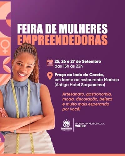 Feria de Mujeres Emprendedoras traslada Saquarema del 25 al 27 de septiembre
