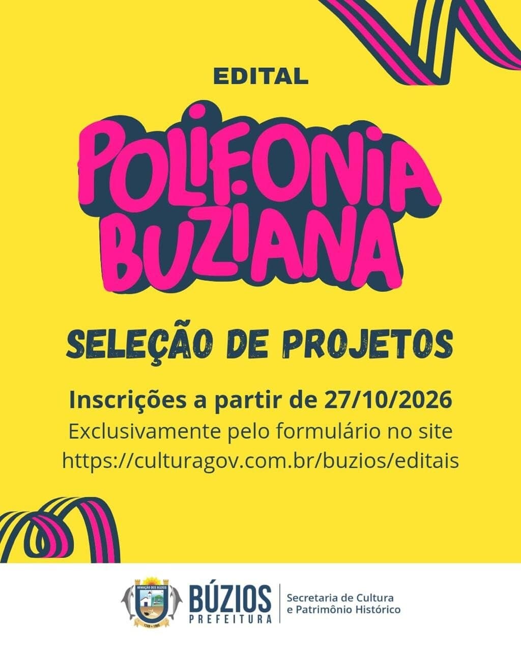Búzios abre inscrições do Edital Polifonia Buziana para projetos culturais